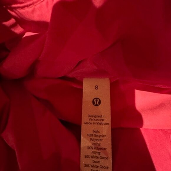 Lululemon SOnic Pink Wunder Puff Super Cropped Vest size 8 - Picture 2 of 3